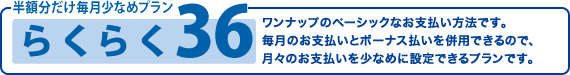 半額分だけ毎月少なめプラン「らくらく36」