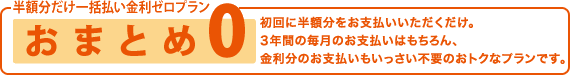 半額分だけ一括払い金利ゼロプラン「おまとめ0」